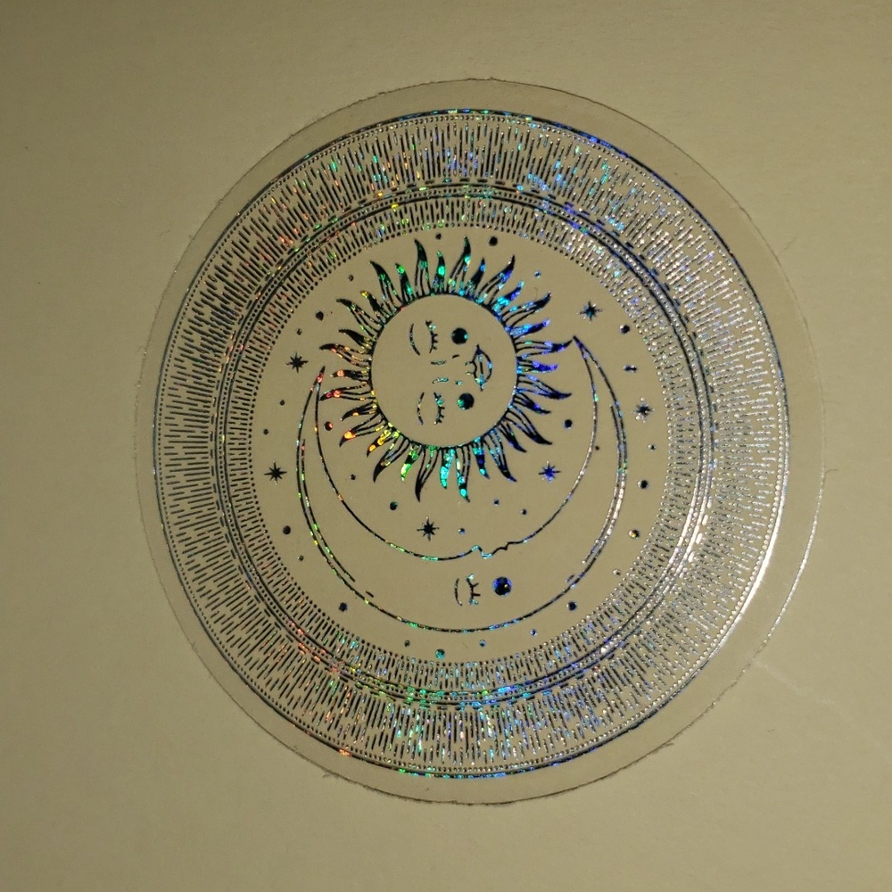 HOLOGRAPHIC Celestial Sun Moon WATERPOOF Sticker Glitter rainbow